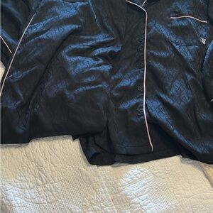 Victoria's Secret Black Pajama Set with Pink Trim